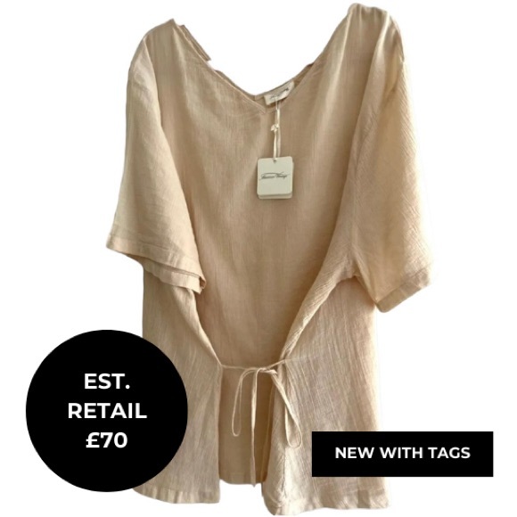 American Vintage Tops - American Vintage New Ybanut Beige Oversized Lagenlook Short Sleeves Top XS/S
